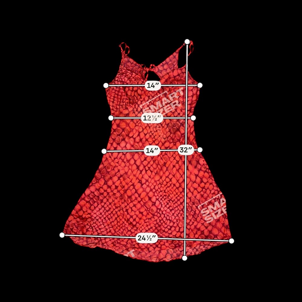 Vtg Y2K Victoria Secrets Silk Red Snake Print Slip Dress Tieback Spaghetti Strap - Picture 5 of 7